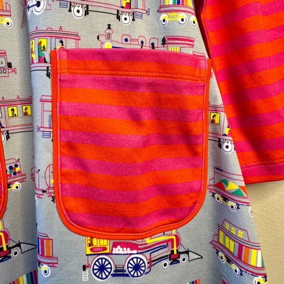 PICCOLINA Trains Tunic Dress Girls 10 NWT Camilla Locomotive Print Pockets NEW - Picture 3 of 10